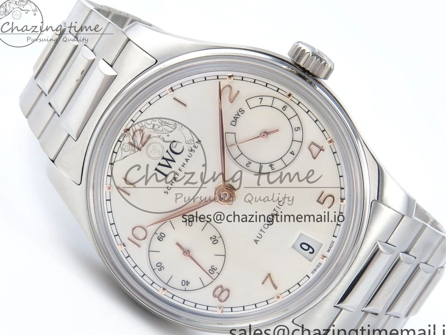MIROTIME 0522 Portugieser Auto IWC0562A APSF 1:1 Best Edition White RG Dial on SS Bracelet A Unique 6991